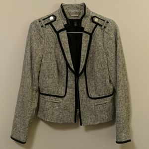 Gray blazer with black trim